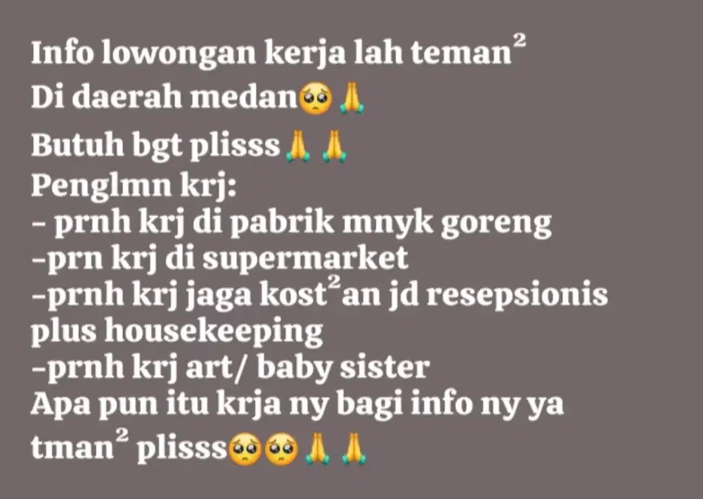 Butuh lowongan kerja