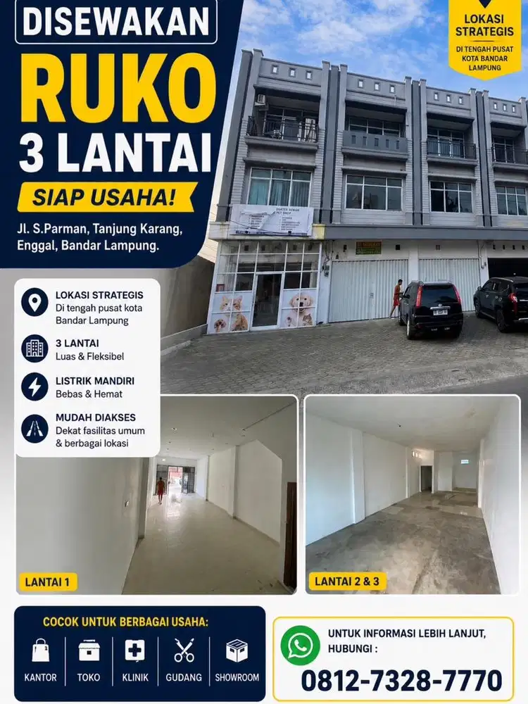 DISEWAKAN RUKO LOKASI TENGAH KOTA BANDAR LAMPUNG