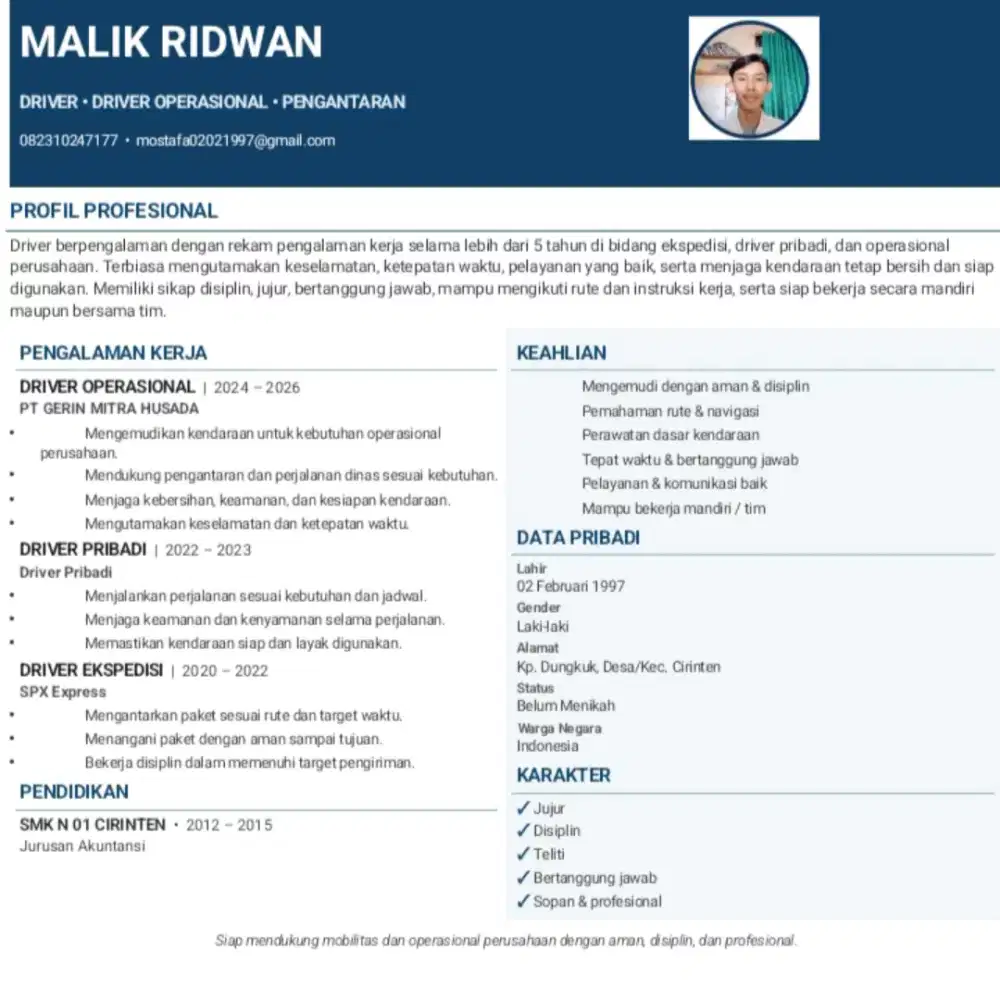 Mencari lowongan pekerjaan Sebagai Driver pribadi, perusahaan