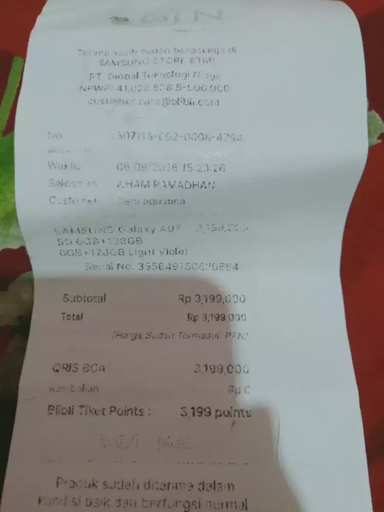 Jual Samsung a07 5g,,msh terbilang baru