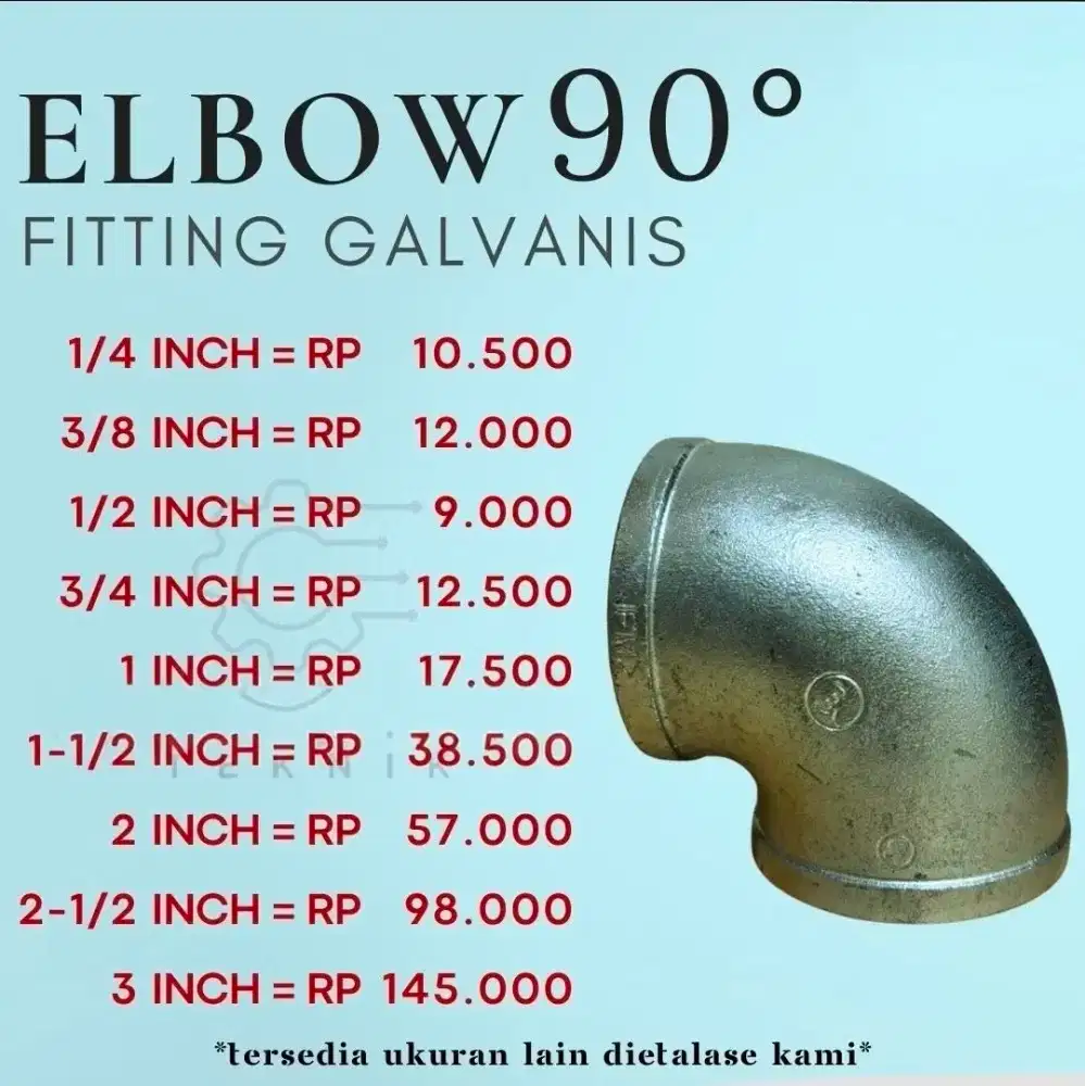 Elbow Galvanis Besi Drat Dalam Keni /Knee Galvanize 1/4- 3 inch BSPT