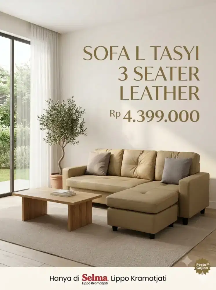 Sofa L Tasyi 3 Seater Leather