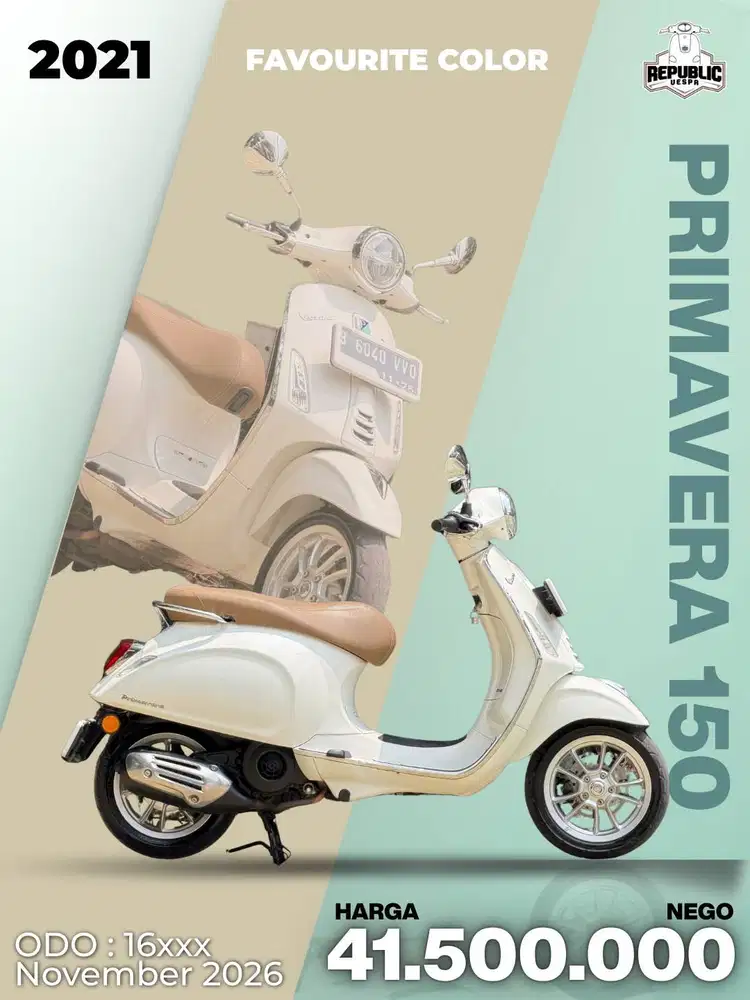 PIAGGIO VESPA PRIMAVERA 150 ABS LED TH 2021 WARNA WHITE INNOCENZA