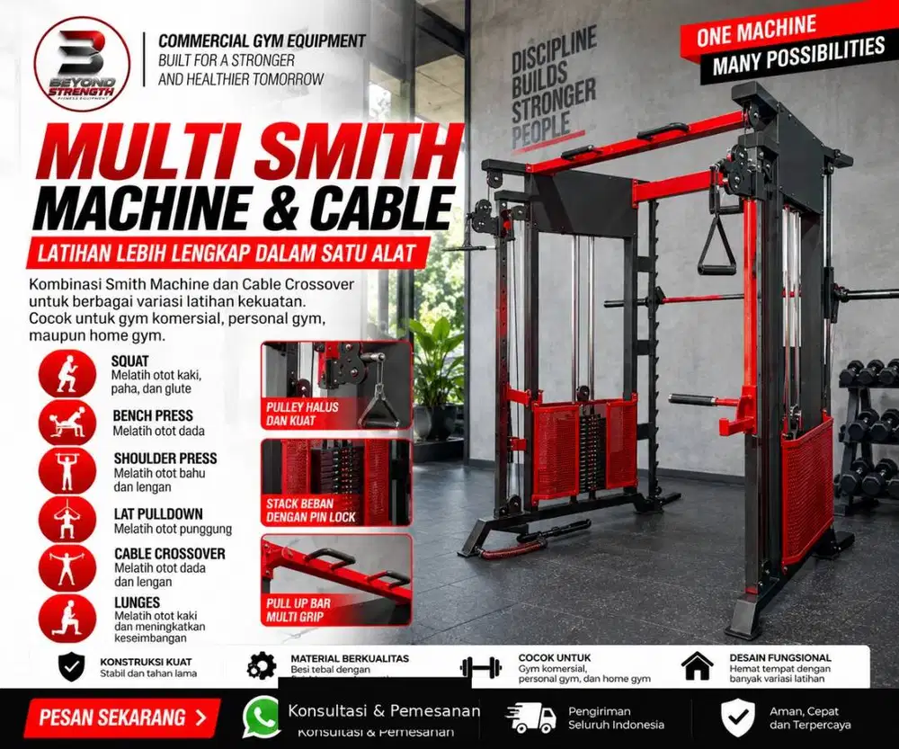 Jual Multi Smith Machine & Cable Surabaya | Alat Fitness Multifungsi G