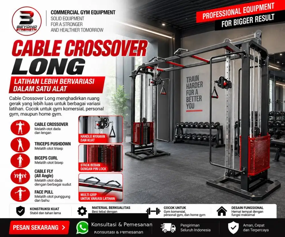 Jual Cable Crossover Long Surabaya | Alat Fitness Gym Profesional & Ho