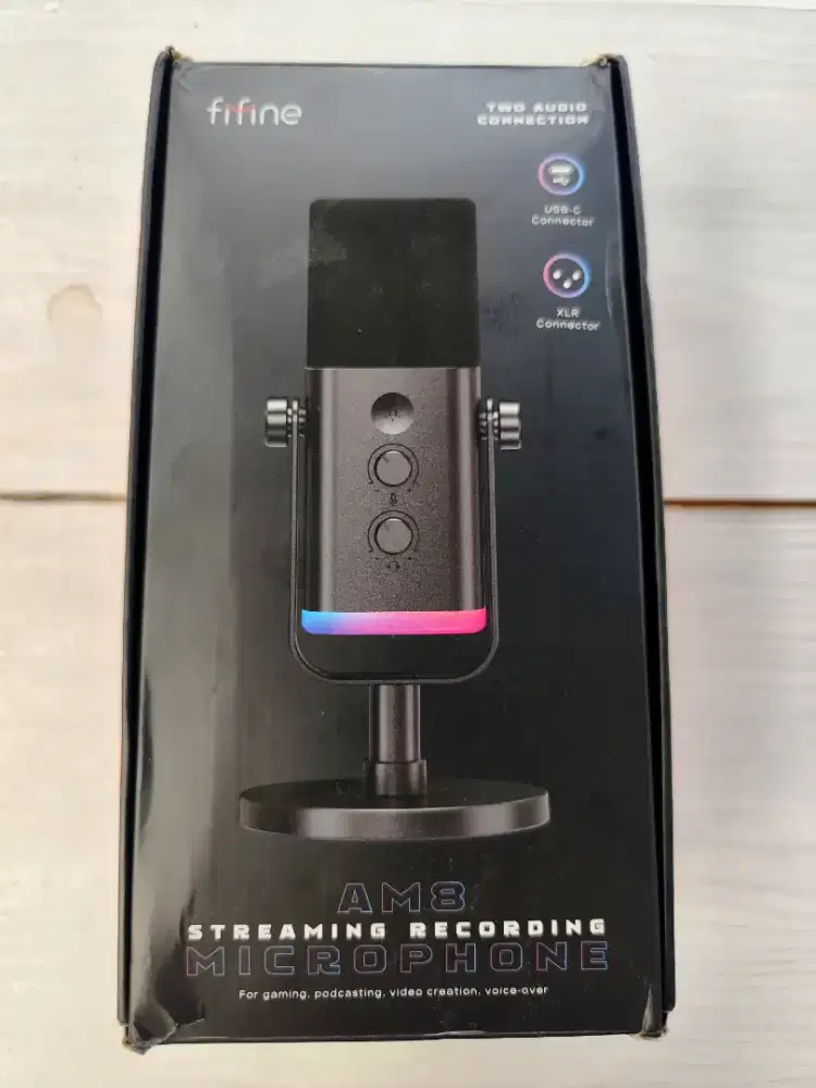 Microphone Fifine AM8 RGB Dynamic Mic Streaming Podcast Meeting