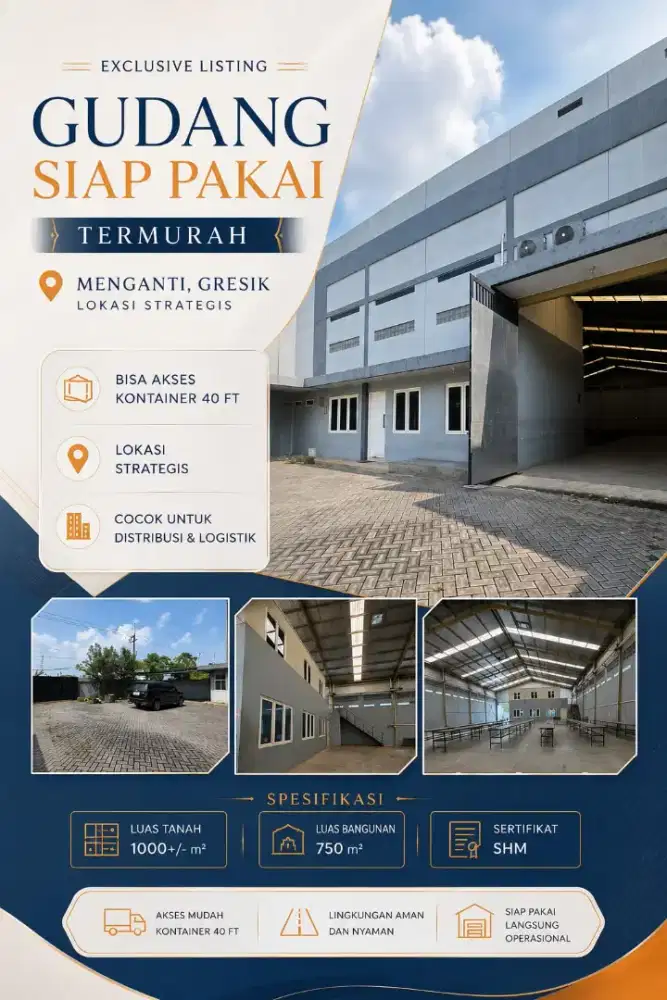KOMERSIAL Gudang Siap Pakai Menganti Gresik
