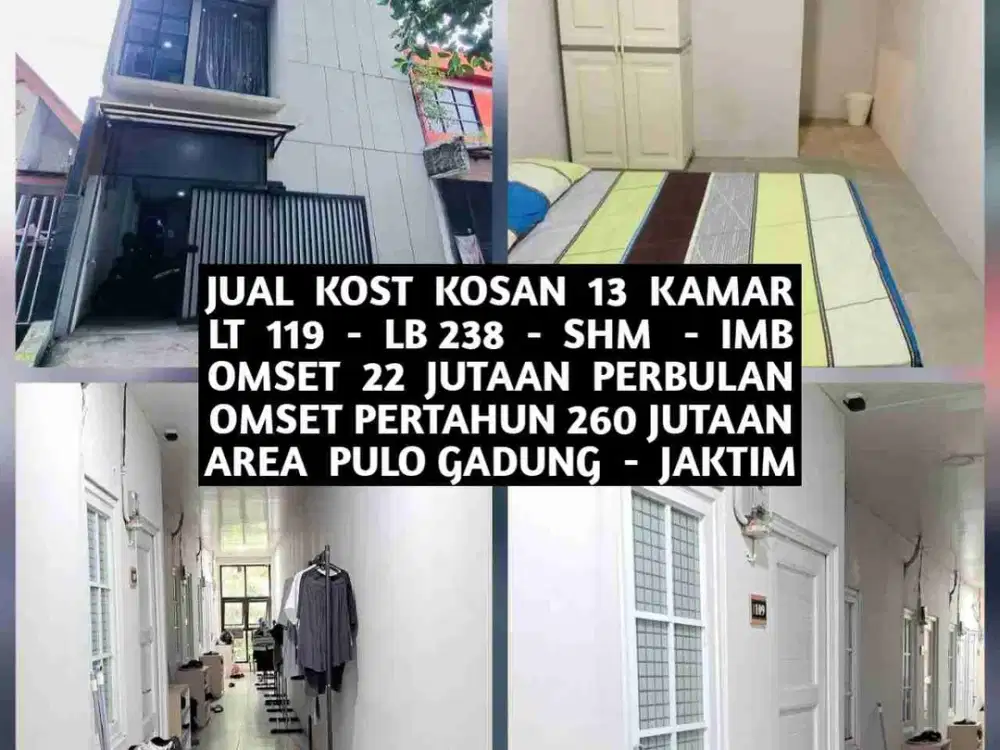 JUAL KOST KOSAN AREA PULO GADUNG JAKARTA TIMUR