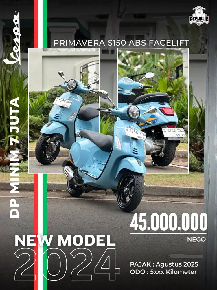 PIAGGIO VESPA PRIMAVERA S150 ABS NEW MODEL TAHUN 2024 WARNA BLUE CAPRI