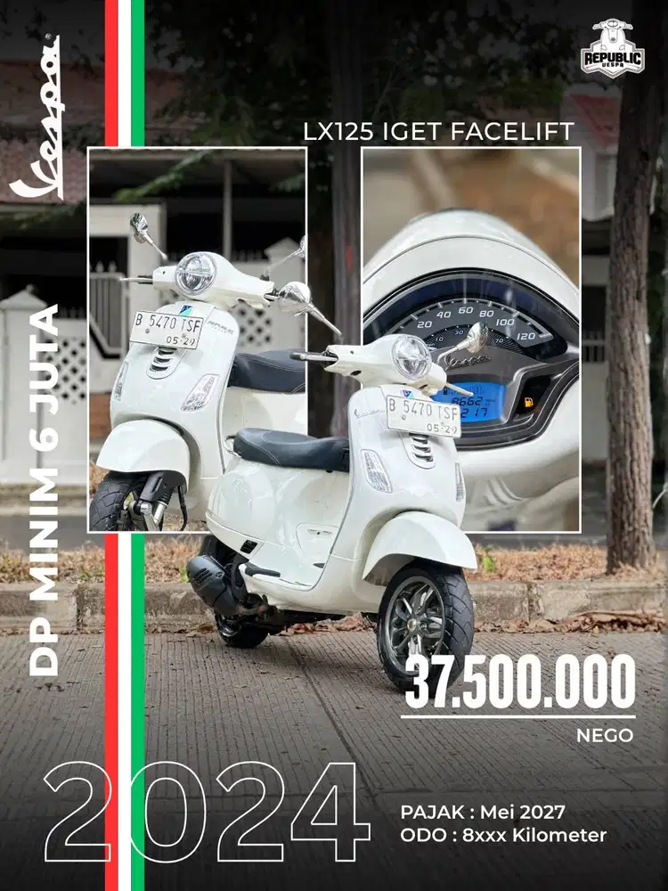 PIAGGIO VESPA LX125 IGET FACELIFT TAHUN 2024 WARNA WHITE INNOCENZA