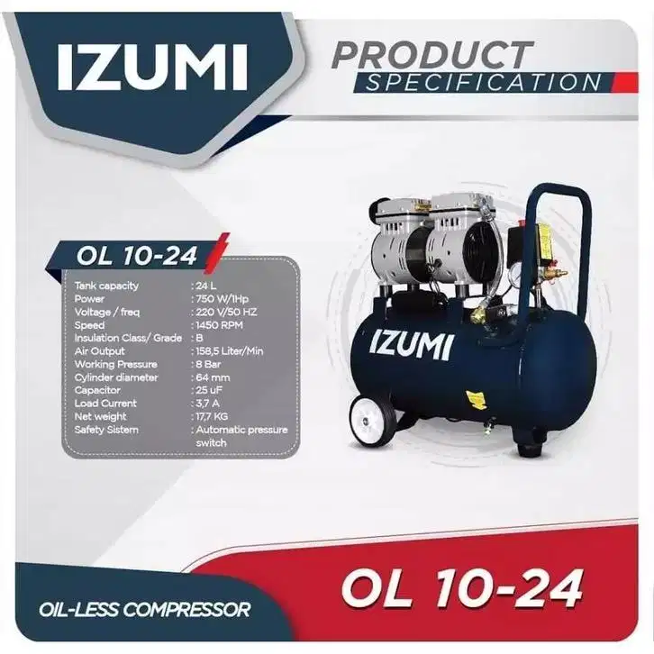 Nlg Izumi Ol 0724 Oilless Electric Air Compressor Silent Kompresor