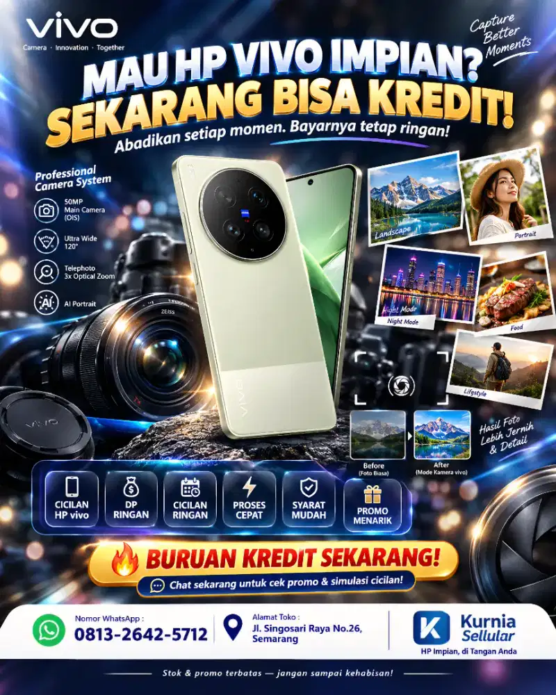 KREDIT HANDPHONE VIVO TERMURAH. PROMO TERBAIK. DP 0% PROSES CEPAT