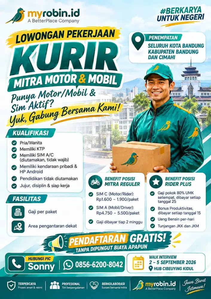 DIBUTUHKAN KURIR MOTOR, MOBIL , 3WH DAN SUPIR SPX EXPRES