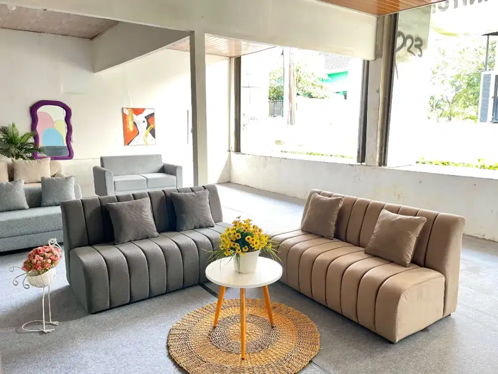 Ready sofa single garis-garis