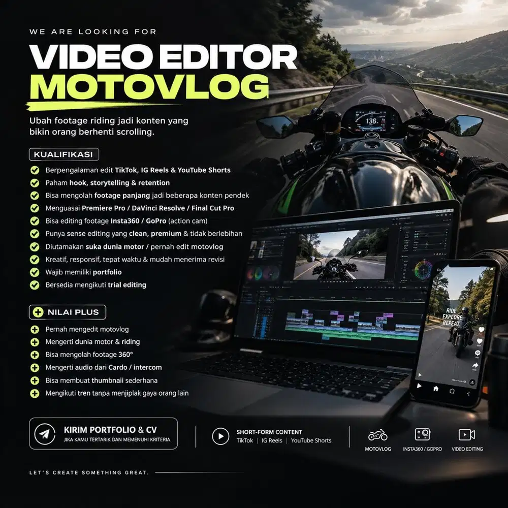 DICARI VIDEO EDITOR MOTOVLOG