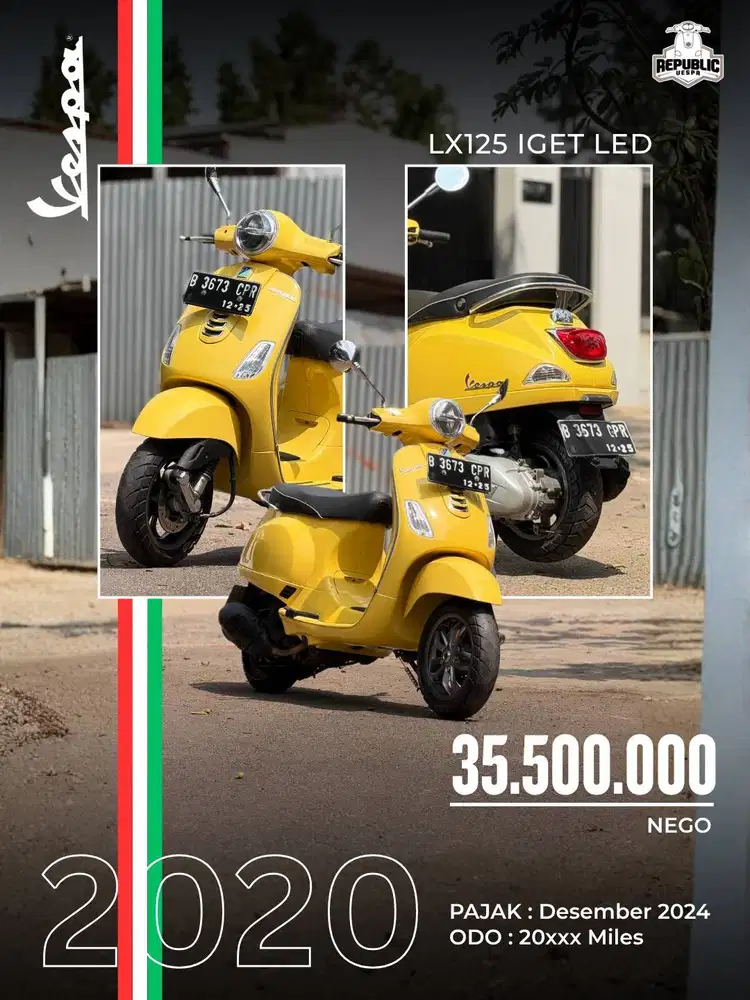 PIAGGIO VESPA LX125 IGET LED TAHUN 2020 Yellow Lime