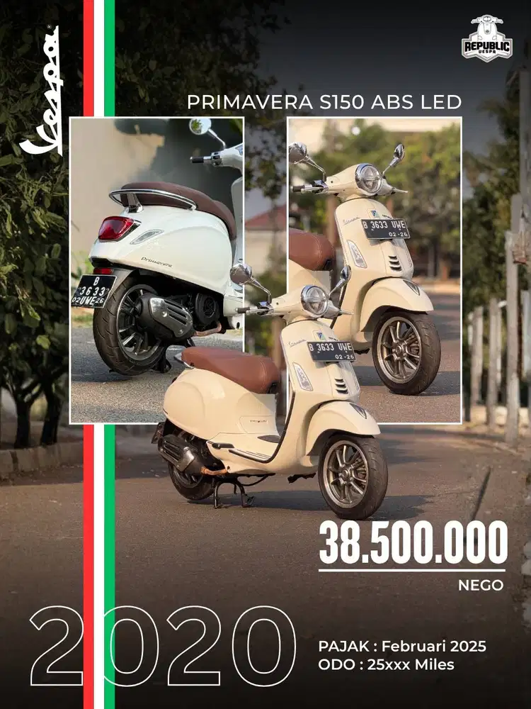 PIAGGIO VESPA PRIMAVERA S150 IGET FACELIFT TAHUN 2020 WARNA WHITE
