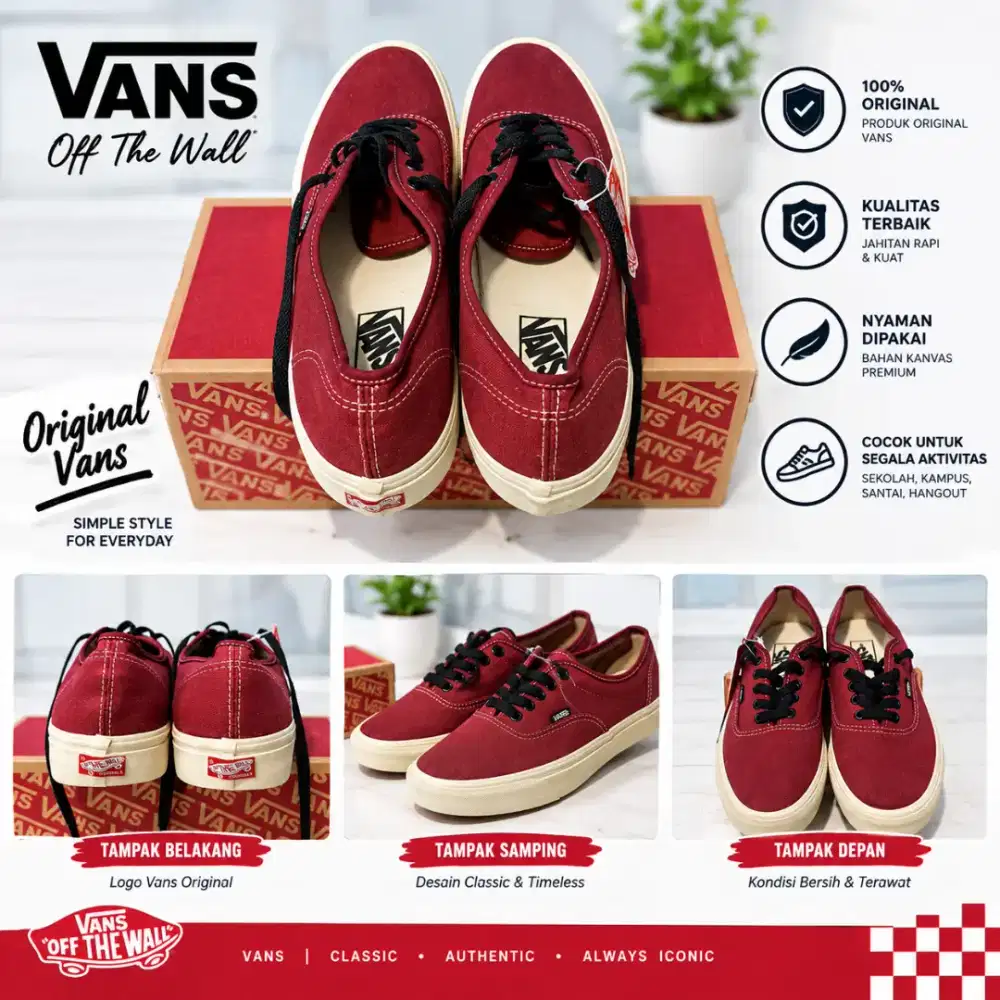 Sepatu Vans Authentic Maroon