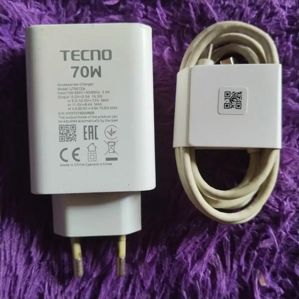 CHARGER ORIGINAL TECNO 70 WATT