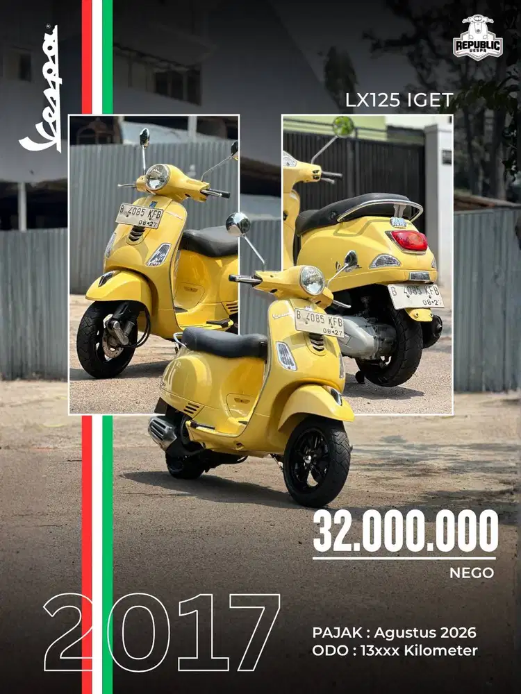 PIAGGIO VESPA LX125 IGET TH 2017 WARNA GIALLO LIME