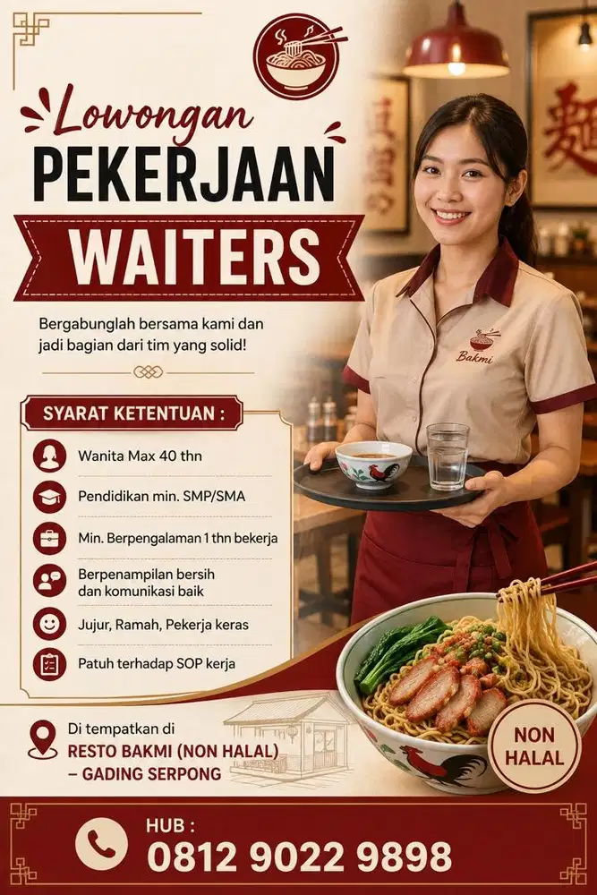 Di butuhkan segera waiters