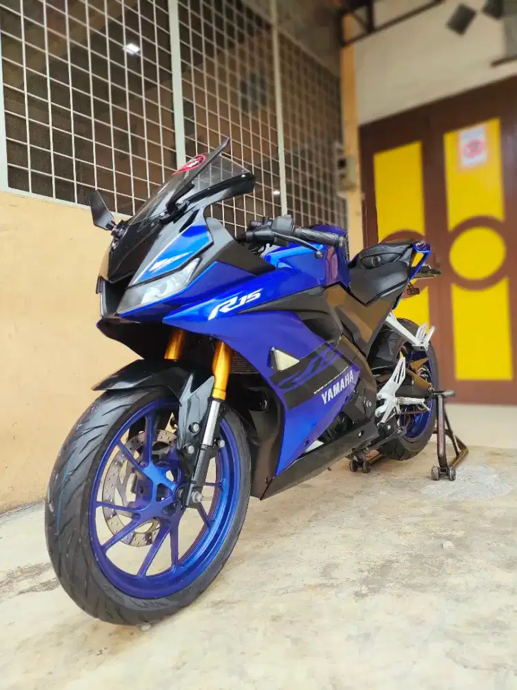 Yamaha R15 / YZF R15 V3 2018, Shock Depan ( Emas ), Blue Premium.