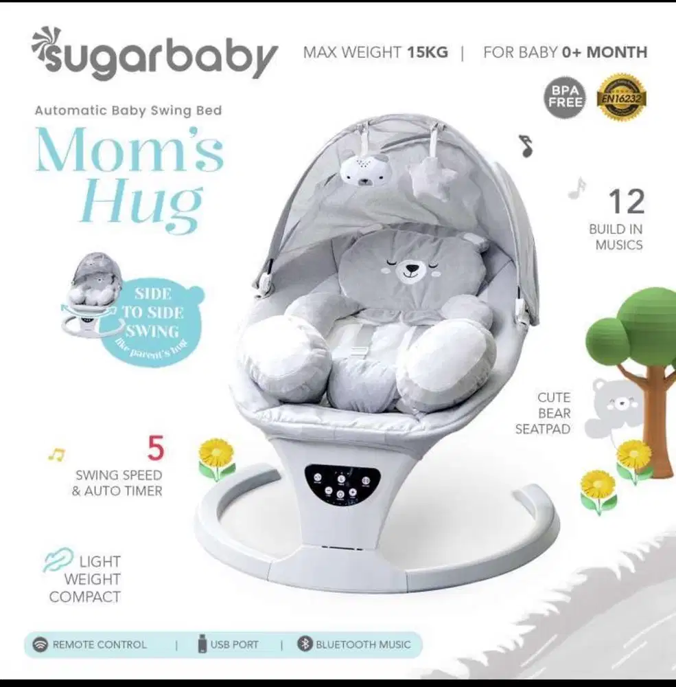 Sugarbaby Hug Me Automatic Baby Swing | Baby Side to Side Bouncer