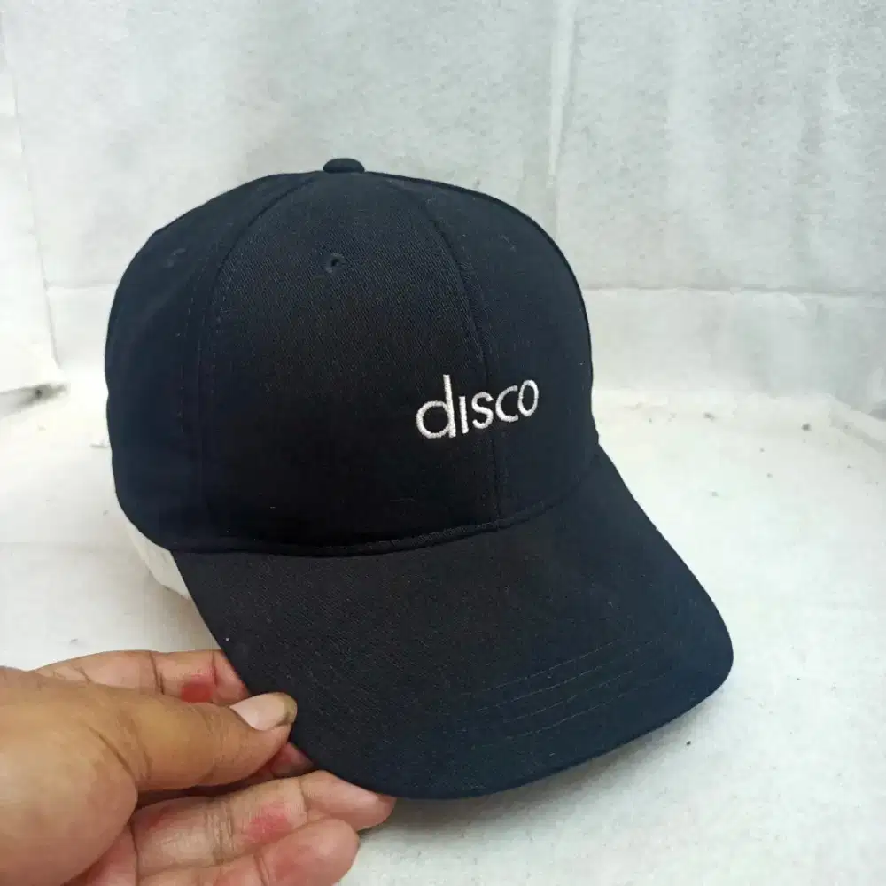 Topi Baseball Pria Wanita Hitam Casual Bordir Disco Dad Hat Strap Besi