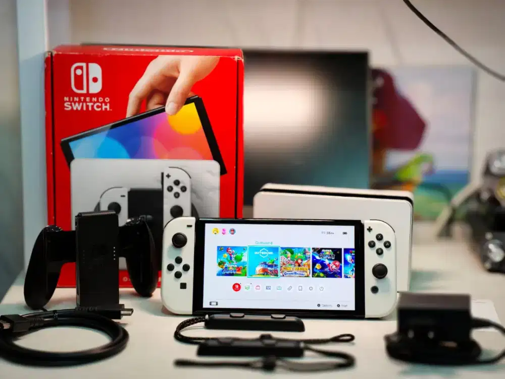 Nintendo Switch OLED White 512GB Lengkap