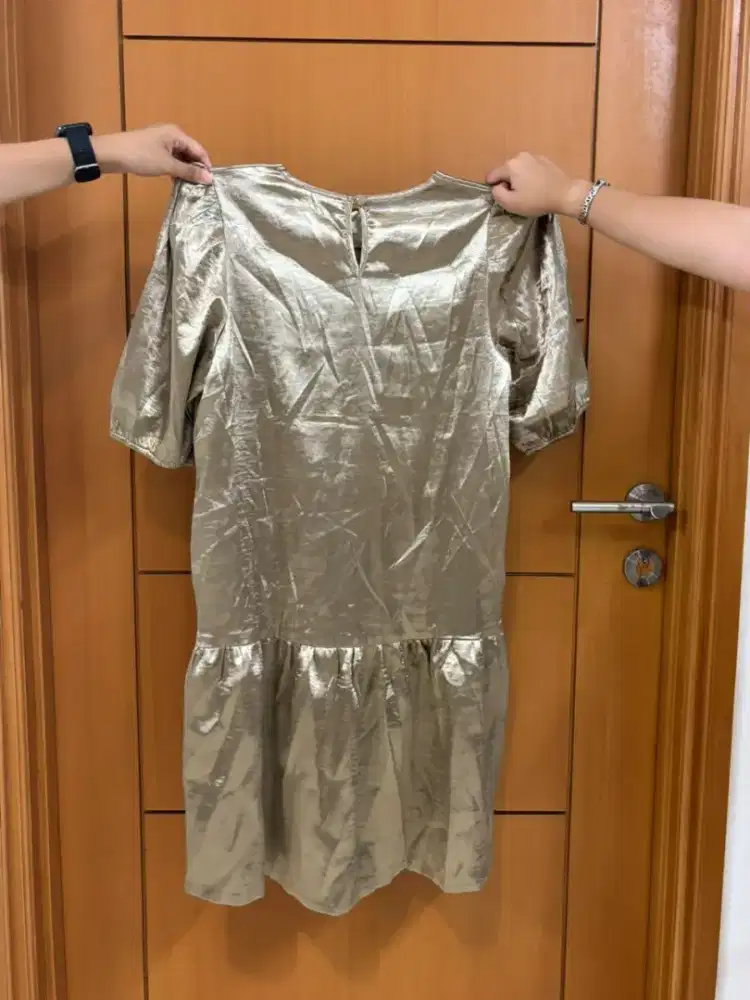 Maje In Love Metallic Dress – Champagne Gold