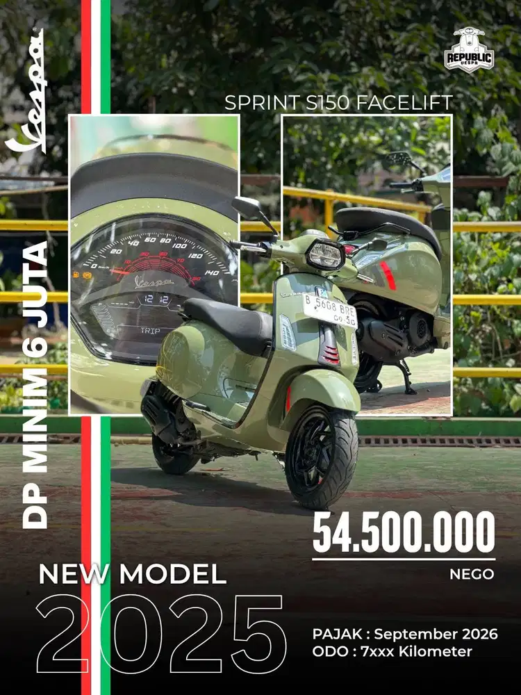 PIAGGIO VESPA SPRINT S150 NEWMODEL TH 2025 WARNA GREEN TENANCE