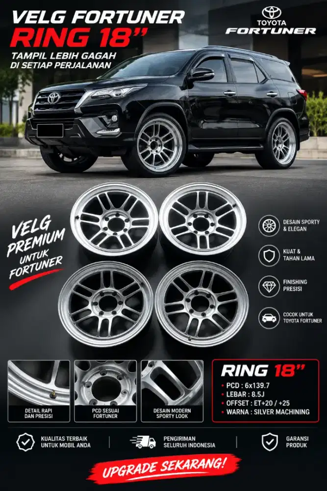 Dijual Velg Fortuner Ring 18
Velg ring 18 cocok untuk Toyota Fortuner,