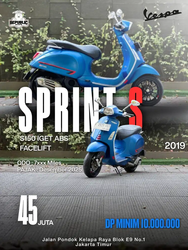 PIAGGIO VESPA SPRINT S150 IGET ABS FACELIFT TH 2019 WARNA BLUE
