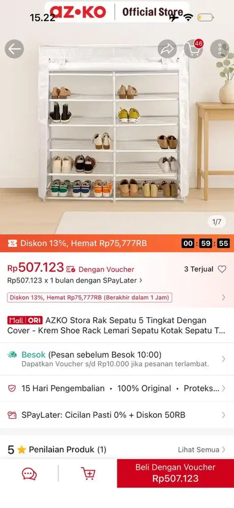 rak sepatu 5 tingkat