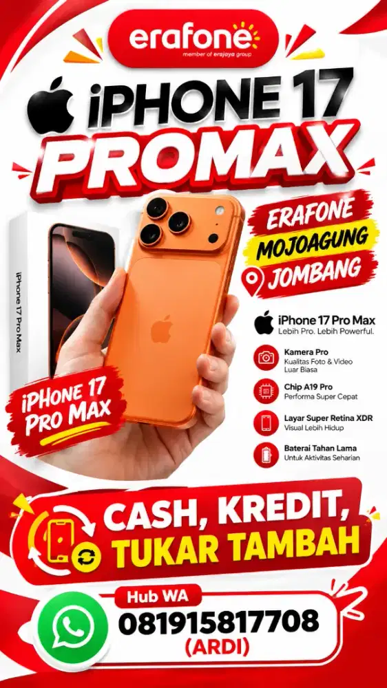 HP IPHONE 17 PRO MAX TERBARU DI ERAFONE MOJOAGUNG JOMBANG