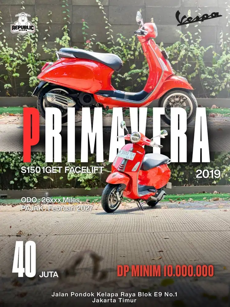 PIAGGIO VESPA PRIMAVERA S150 IGET ABS FACELIFT TAHUN 2019 WARNA ORANGE