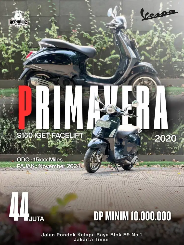 PIAGGIO VESPA PRIMAVERA S150 IGET FACELIFT TAHUN 2020 WARNA BLACK