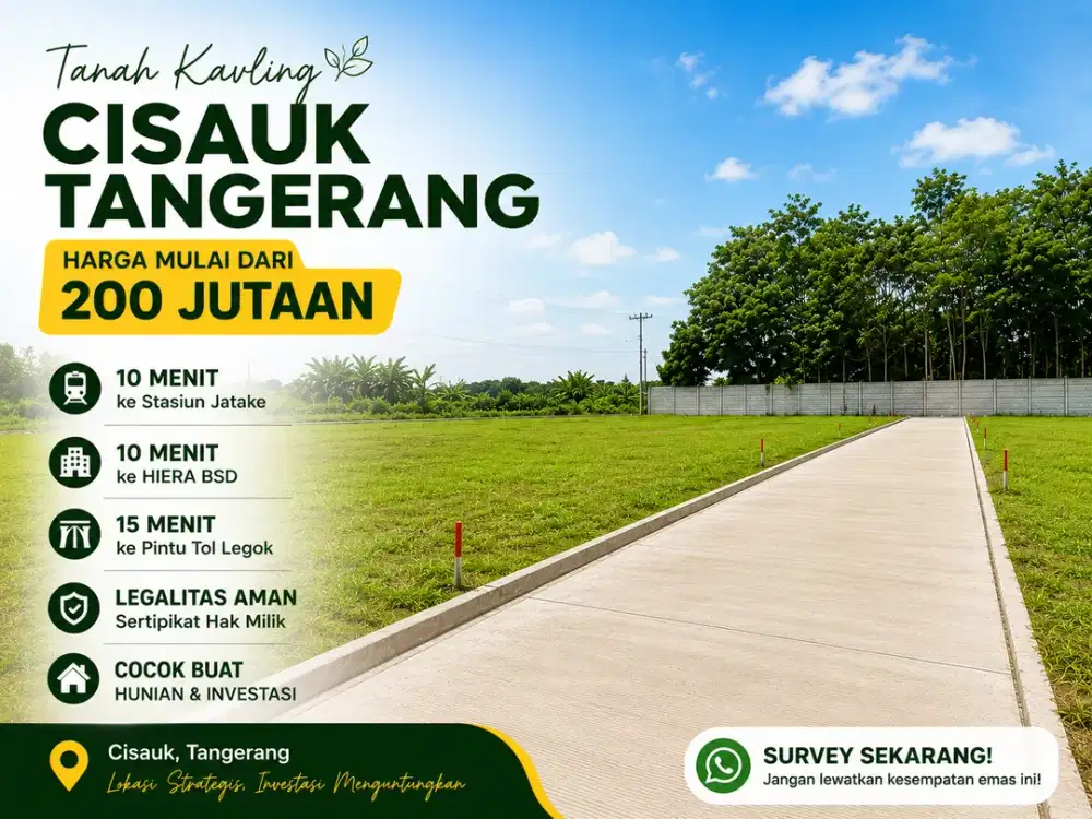 Kavling 1 Jt-an di Cisauk, 10 Menit ke HIERA BSD, SHM Terjamin