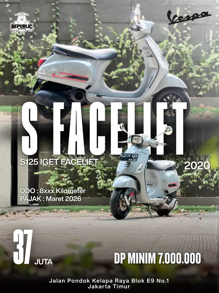 PIAGGIO VESPA S125 IGET FACELIFT TAHUN 2020 WARNA GREY MATERIA