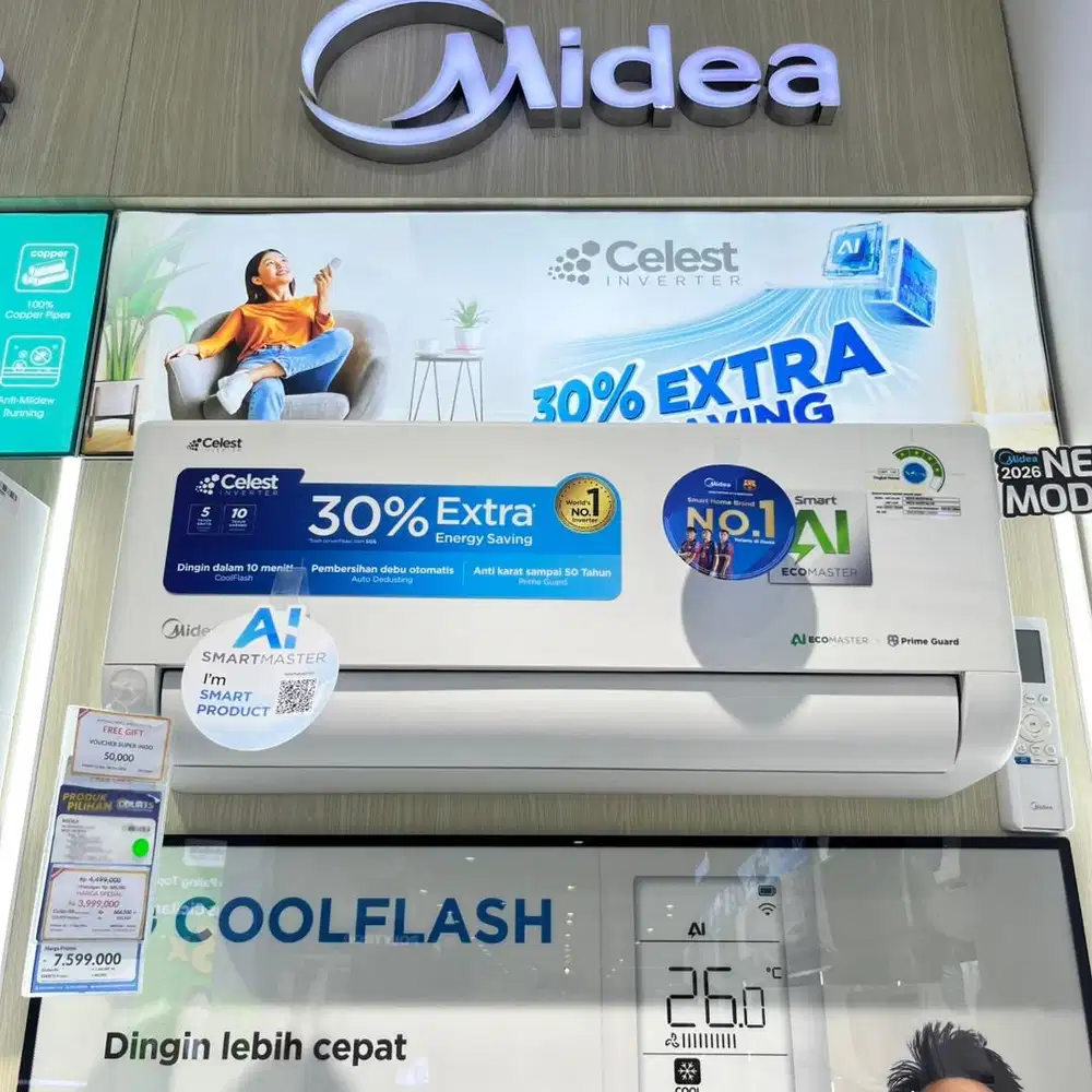 MIDEA AC INVERTER 1/2 PK, BISA CICILAN 0%