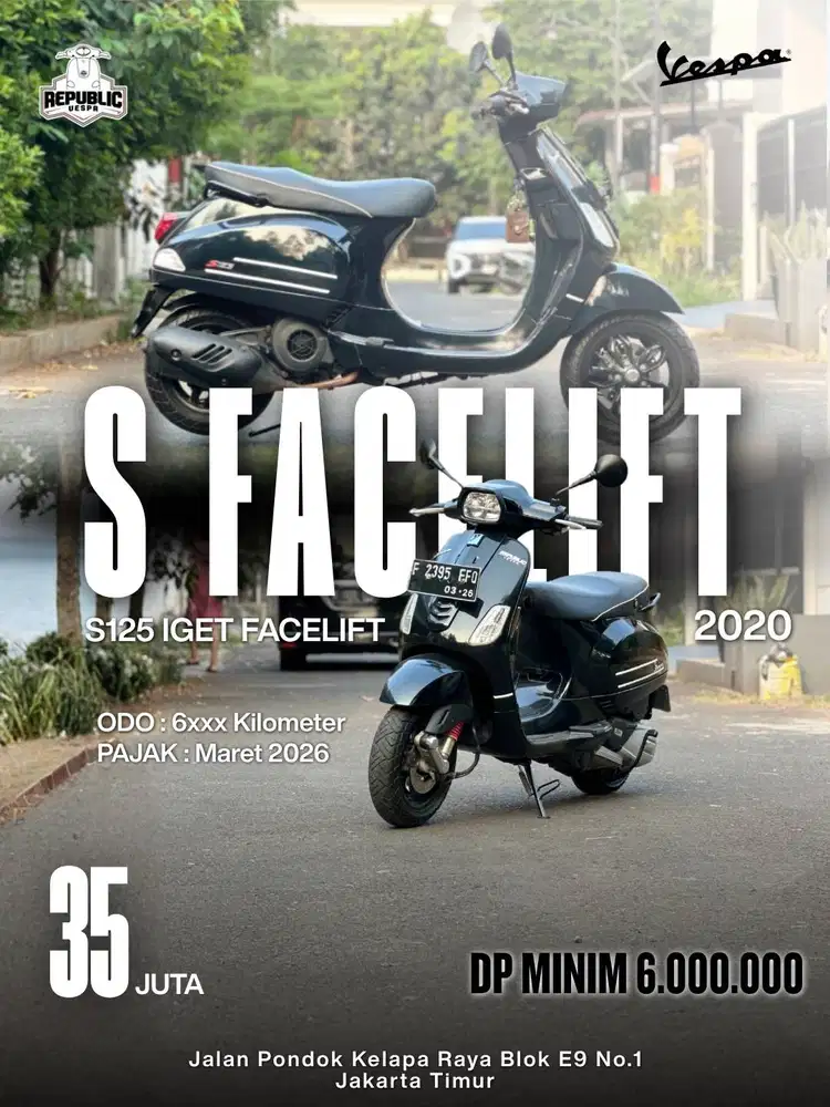 PIAGGIO VESPA S125 IGET LED TH 2020 WARNA BLACK VOLCANO