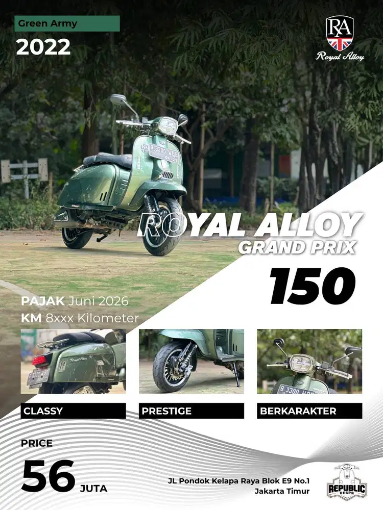 ROYAL ALLOY GRANDPRIX 150 TH 2022 WARNA GREEN ARMY