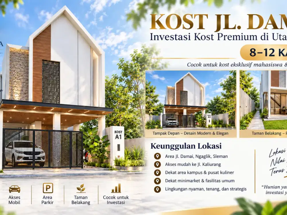 Kost Dijual Yogyakarta Akses Lebar Strategis Jl Damai SHM Siap Akad