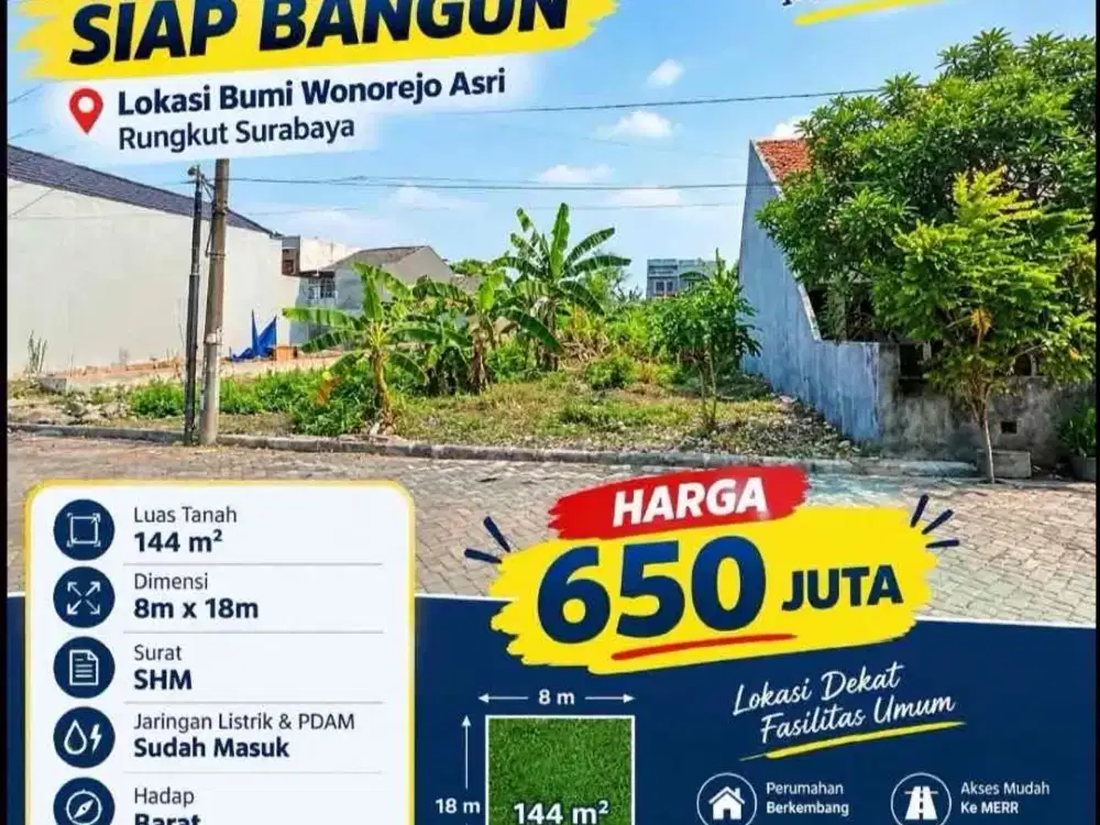 Dijual Tanah Bumi Wonorejo Asli Surabaya