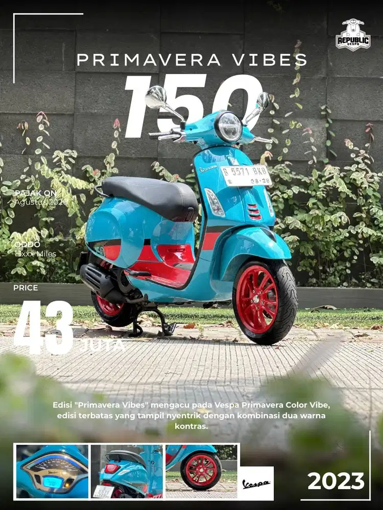 PIAGGIO VESPA PRIMAVERA VIBES EDITION TH 2023 WARNA BLUE AUDACE