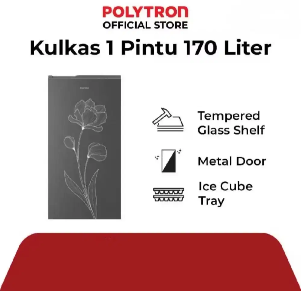 KULKAS 1 PINTU POLYTRON METALLIC SERIES PRB 177TY