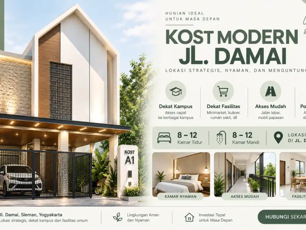 Dijual Kost 2 Lantai Jogja KM Dalam Parkir Luas Jl Damai