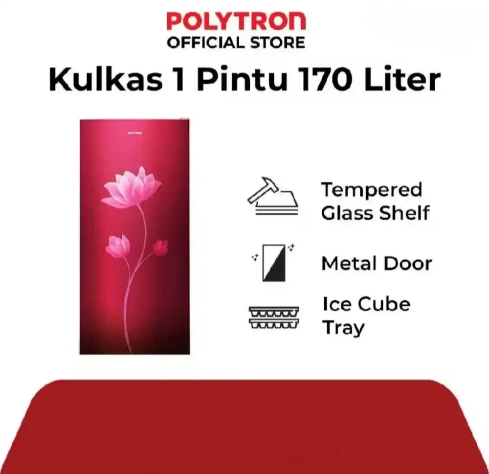 KULKAS 1 PINTU POLYTRON METALLIC SERIES PRB 179R