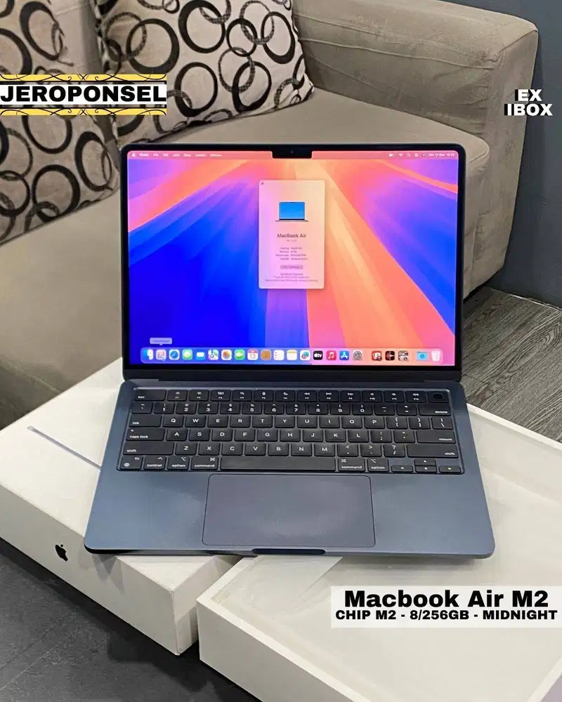 MACBOOK AIR M2 256GB MIDNIGHT EX IBOX MULUS BH 91% CC 242 GARANSI