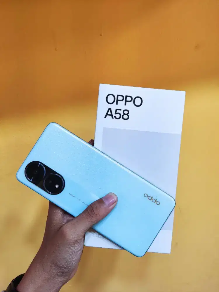 Oppo a58 fullset 8/128 kurang mulus minus fingerprint